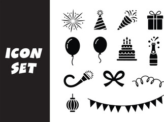 Celebration icons set for festive designs and decorations
