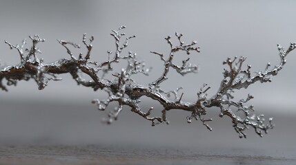 Obraz premium Solidified molten metal on a branch-like structure surface