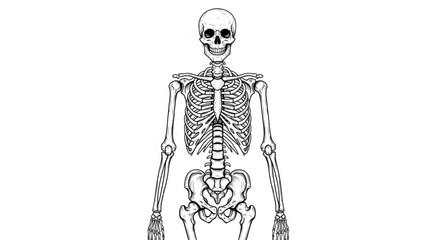 Detailed Skeleton Illustration - Anatomical Study of Human Skeletal System. © wiwit