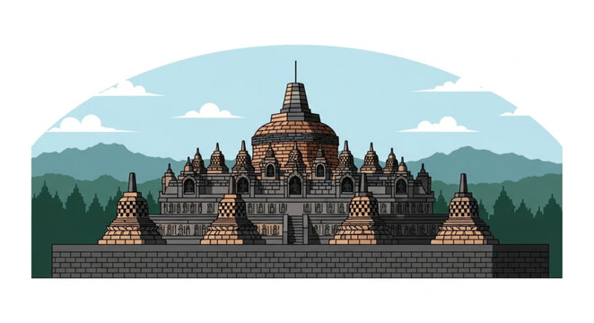 Borobudur Temple - A Majestic Buddhist Monument in Indonesia.