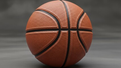 Fototapeta premium Basketball on a neutral background with a textured surface showcasing detailed design and material