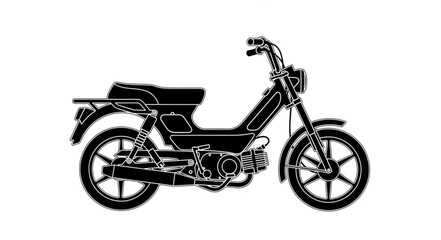 Fototapeta premium Classic Black and White Moped Illustration - Vintage Transportation.