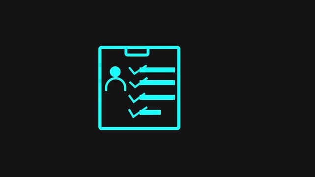 Checklist clipboard with person and verification marks on a black background person check marks to-do list.