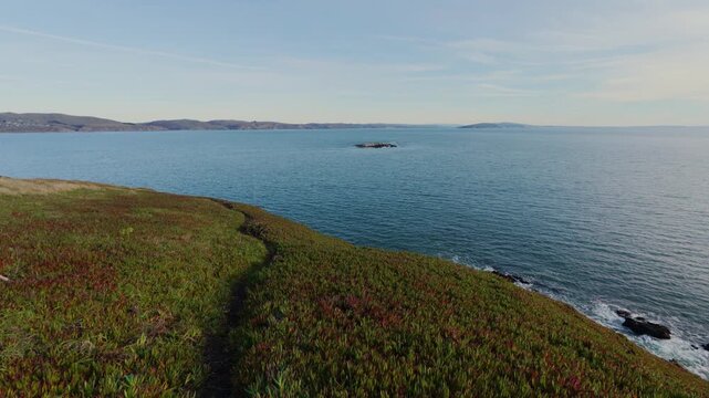 Narrow hiking trail on the scenic Bodega Head bluffs