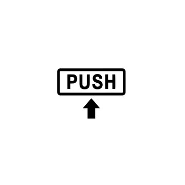 Push Door Sign Black and White Instruction Vector