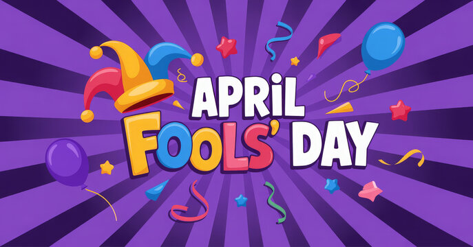 April fools day background or banner design template with funny prank illustration vector for april fools day event 1 april celebration 
