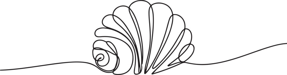 Sea shell continuous one line drawing on white background. one line art icon drawing vector © sadi