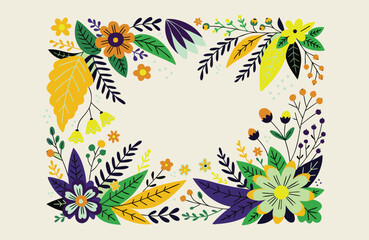 Obraz premium Rustic Floral Frame Design Vector Illustration