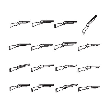 Collection of Shotgun Icons and Illustrations on White Background