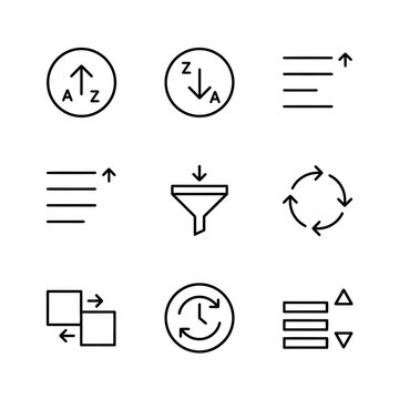 Collection of nine distinct icons representing various functions and actions.