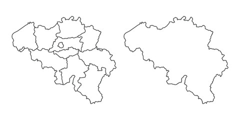 Fototapeta premium Belgium map with province borders and simple outline map. Clean geographic design isolated on white.