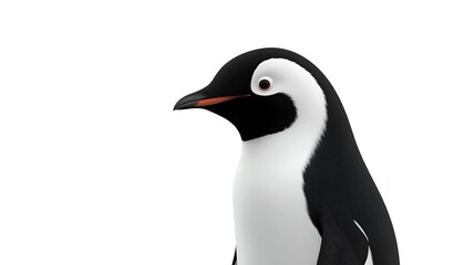 Obraz premium A close-up profile view of a penguin's head and neck against a white background
