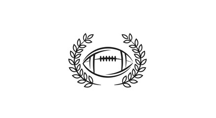 Obraz premium American Football in Laurel Wreath Sports Emblem, Isolated White Background