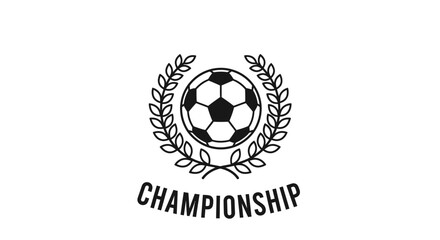 Obraz premium Black Filled Soccer Ball Laurel Wreath Icon with 