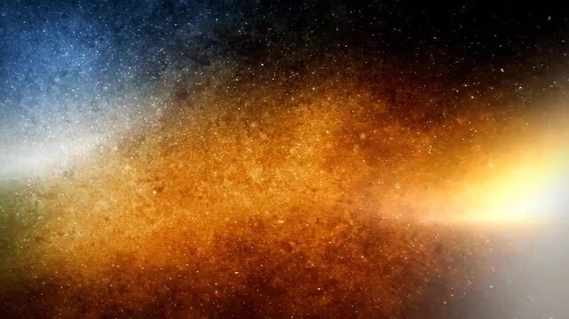 A vibrant abstract background featuring a colorful cosmic dust cloud