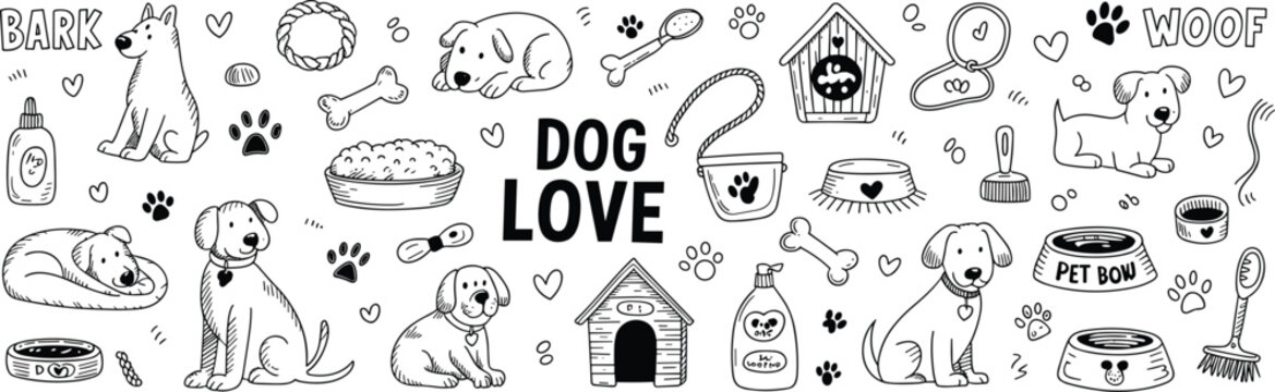 Doodle Art Collection of Dogs and Pet Accessories puppy