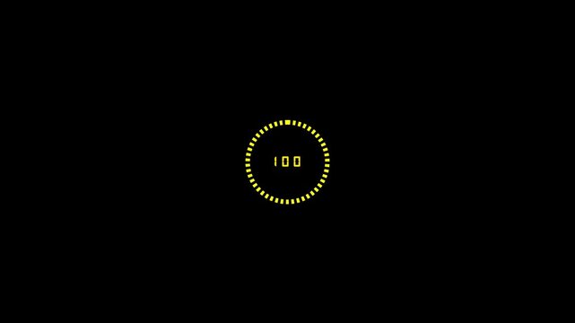 Futuristic progress loading bar 0-100 percent.Loading glitch animation with cyberpunk style futuristic loading bar isolated on black background HD resolution
