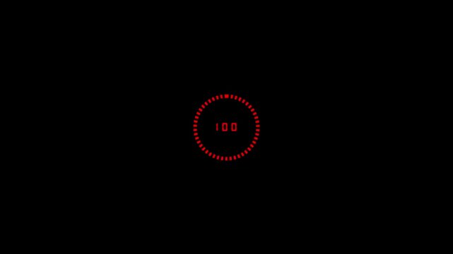 Futuristic progress loading bar 0-100 percent.Loading glitch animation with cyberpunk style futuristic loading bar isolated on black background HD resolution