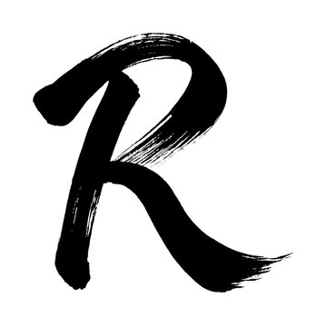 Organic and realistic calligraphy-style uppercase "R", alpha channel