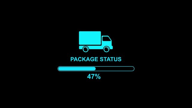 Package Delivery Tracking Progress Bar Animation with Truck and Percentage Display