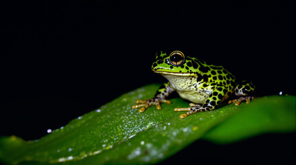 Obraz premium frog on a green leaf