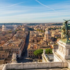 Fototapeta premium Panoramic View of Rome from the Victor Emmanuel II Monument.