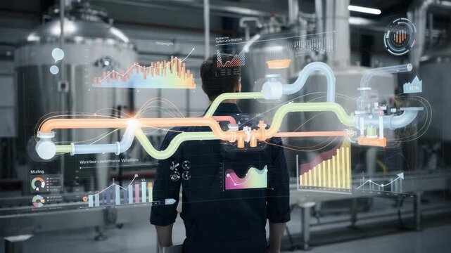Medium shot showing interactive visualization of mixing line performance variations focusing on datadriven decision making and workflow improvements.