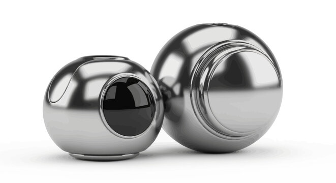 Gleaming metallic spheres with intricate reflections, showcasing modern abstract design and precision engineering against a pristine white backdrop