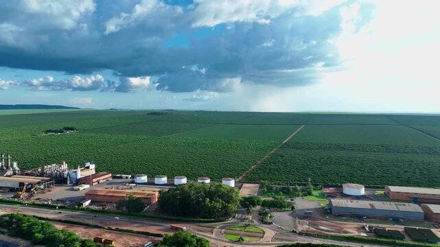 Aerial view of Usina Moreno industrial facilities and machinery yard