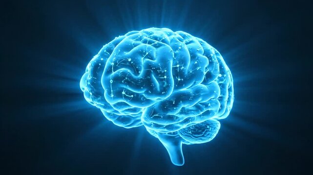Glowing Neon Brain Animation Showcasing Neural Activity.