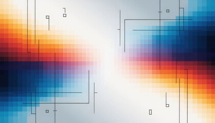 Obraz premium Abstract background with colorful gradient and technical lines
