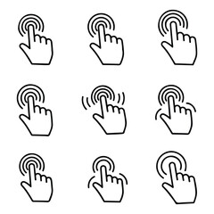 Obraz premium Hand Clicking Icon Collection Set Click Stock Vector