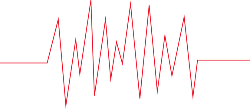 A red ecg graph on a white background