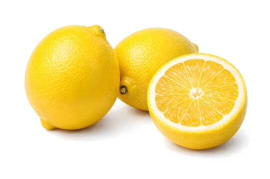 limones enteros y cortados, sin fondo