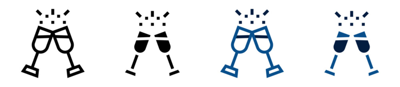 Iconos de brindis y celebraci&oacute;n. Copas chocando. Festejo, celebraci&oacute;n social y eventos especiales. Ilustraci&oacute;n vectorial