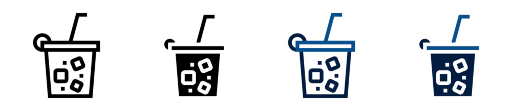 Iconos de bebida. Vaso con sorbete. Consumo refrescante y bebida fr&iacute;a. Ilustraci&oacute;n vectorial