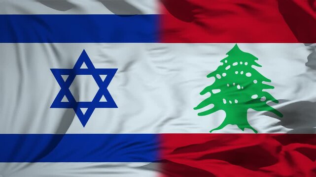 Lebanon And Israel Flag Waving In Slow Motion