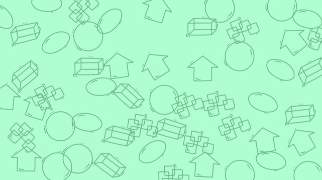 Circles, cubes, and arrows on mint green. Versatile graphic elements for presentations, web design, digital marketing, and conceptual visuals.