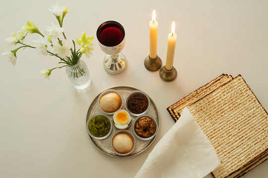 Seder plate, Passover dinner, traditional Jewish meal, holiday table setting