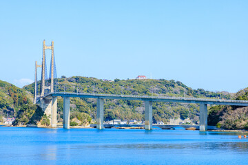 初春の呼子大橋　佐賀県唐津市　Yobuko Bridge in early spring. Saga Pref, Karatsu City. © M・H