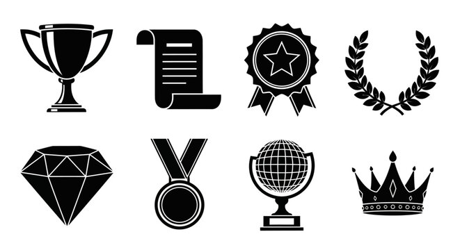 Universal symbols of achievement, success, and excellence for recognition and celebration of triumph