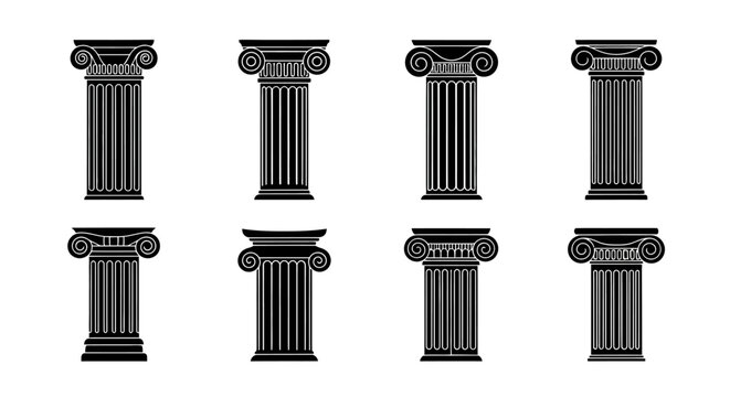 Diverse Collection of Classical Architectural Columns and Pillars for Historical Design Projects