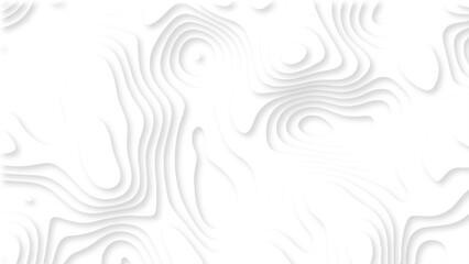 Naklejka premium White Paper Cut Topographic Map Background Minimal 3D Layered Contour Lines Abstract Terrain Style Clean Monochrome Design