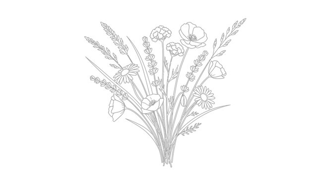 Bouquet of Wildflowers and Grass.