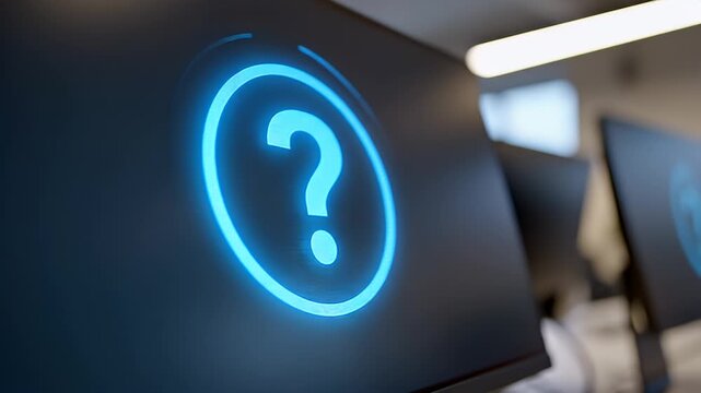 Glowing Question Mark on Screen.