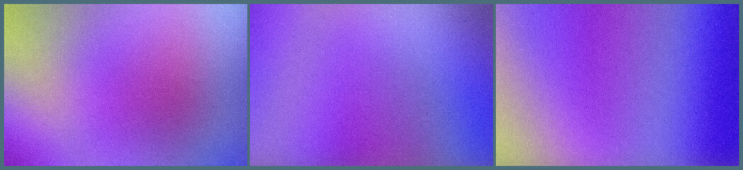 Fototapeta premium Three side-by-side panels showcase gentle violet and blue gradients with pastel transitions, offering a calming abstract background for web design, branding, or presentation slides.