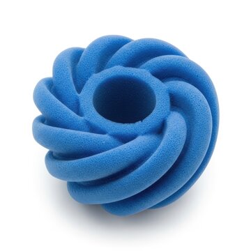 A blue foam object with a hole in the middle