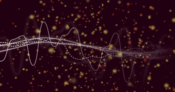 Playback starting, waveform oscillating, forming smoke ribbons and drifting bokeh for tech creators