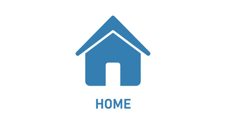 Fototapeta premium Blue house icon with text home.