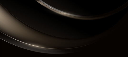 Fototapeta premium Abstract Modern Luxury Black Background with Golden Wavy Lines